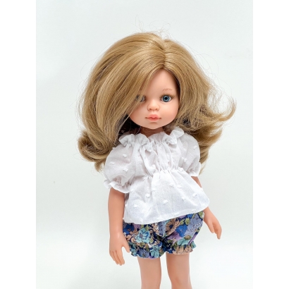 Zestaw dla lalki Paola Reina Amigas 32 cm, spodenki niebieska łączka i biała tunika